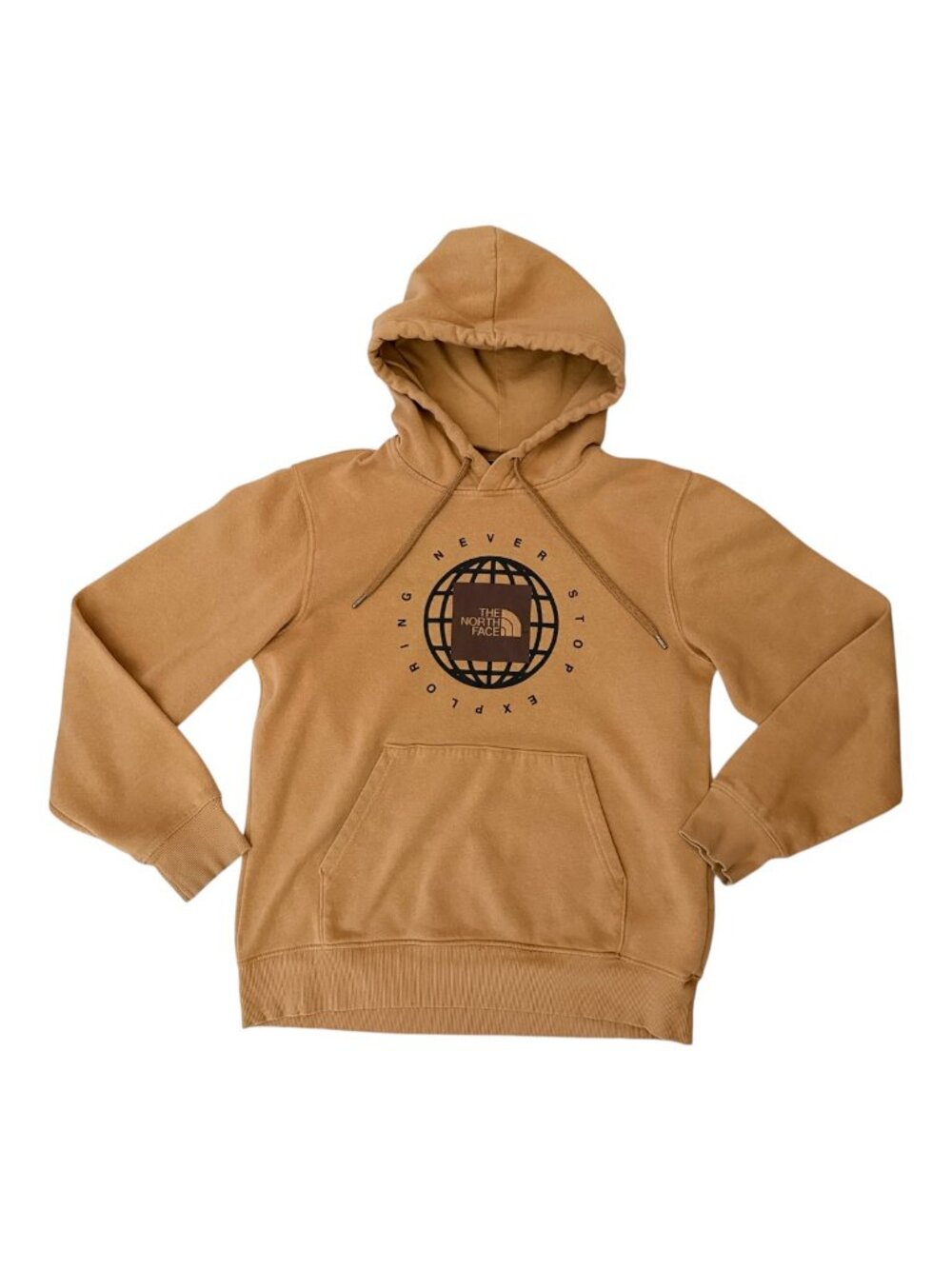 The North Face Geo NSE Pullover Hoodie Men's Small Tan Never Stop Exploring